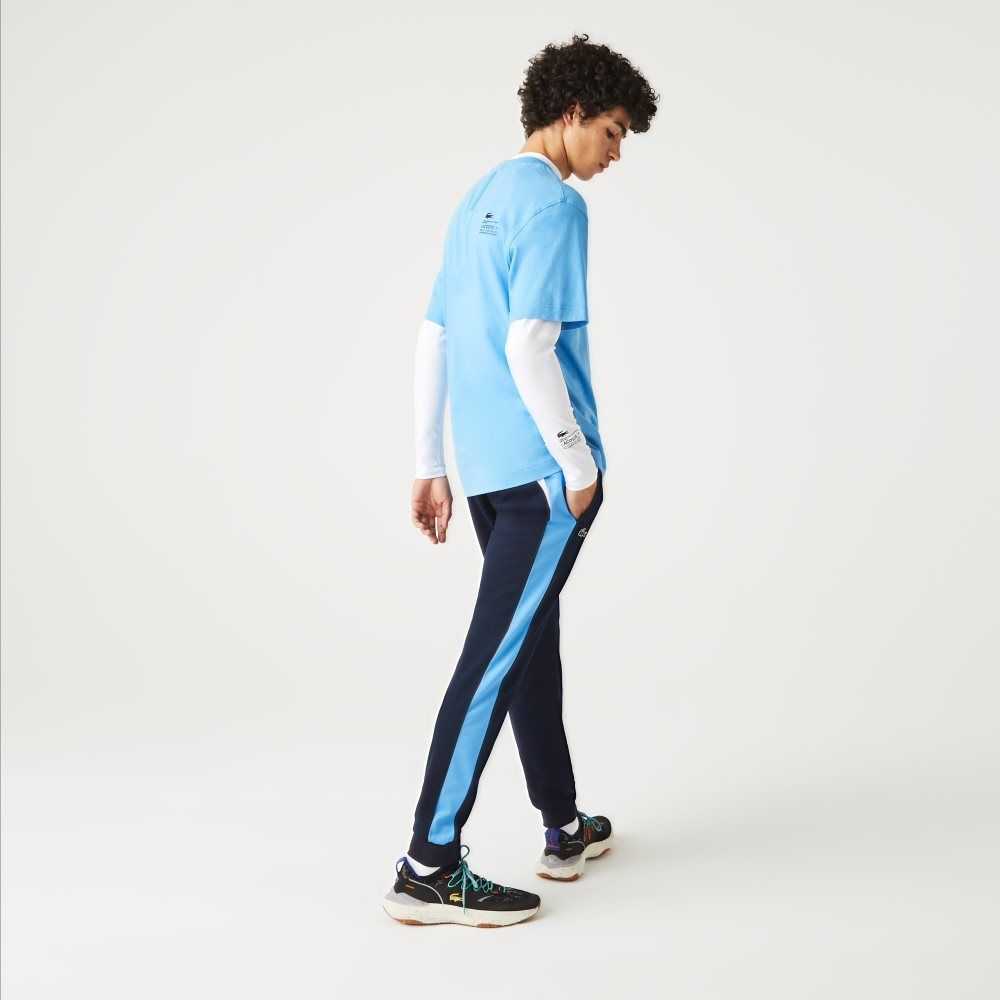 Navy Blue / Blue / White Lacoste SPORT Abrasion-Resistant Tennis Trackpants | QYPAMN-243