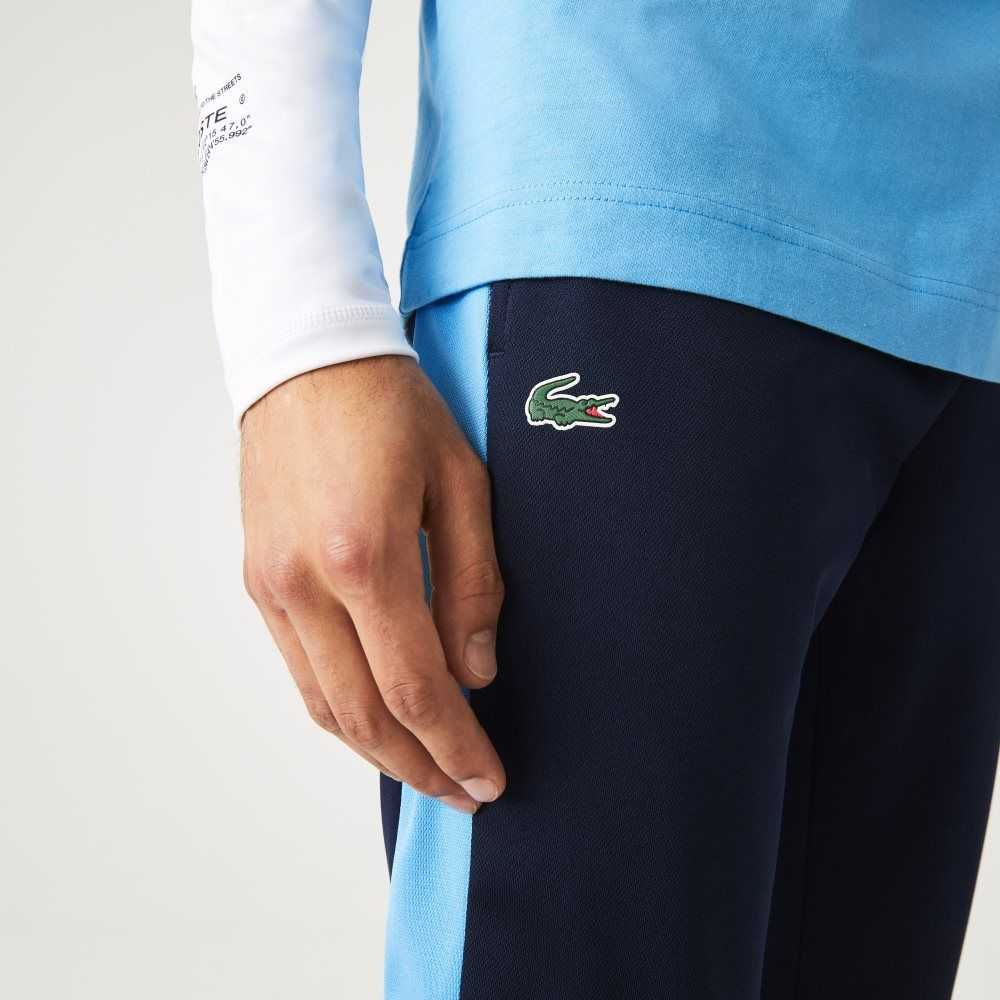 Navy Blue / Blue / White Lacoste SPORT Abrasion-Resistant Tennis Trackpants | QYPAMN-243