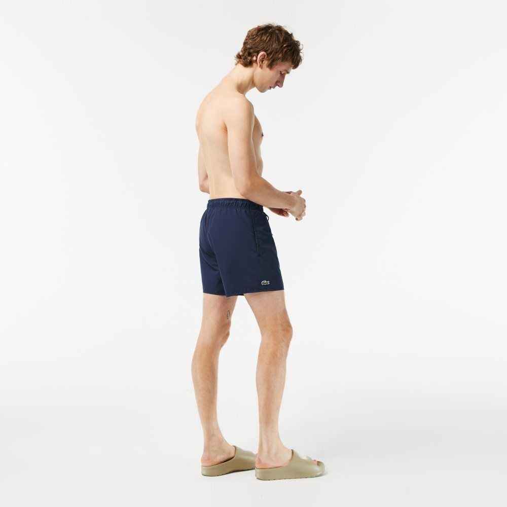 Navy Blue / Green Lacoste Light Quick-Dry Swim Shorts | OSCFBG-350