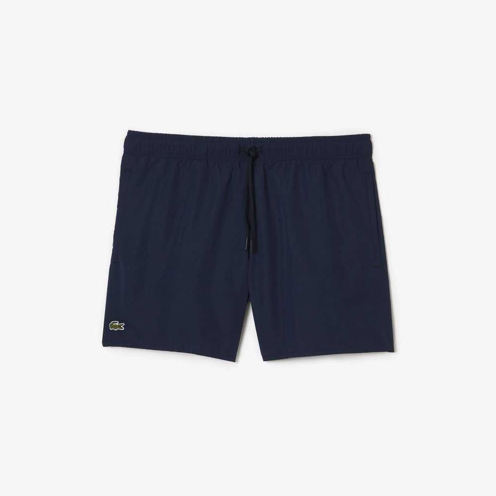 Navy Blue / Green Lacoste Light Quick-Dry Swim Shorts | OSCFBG-350