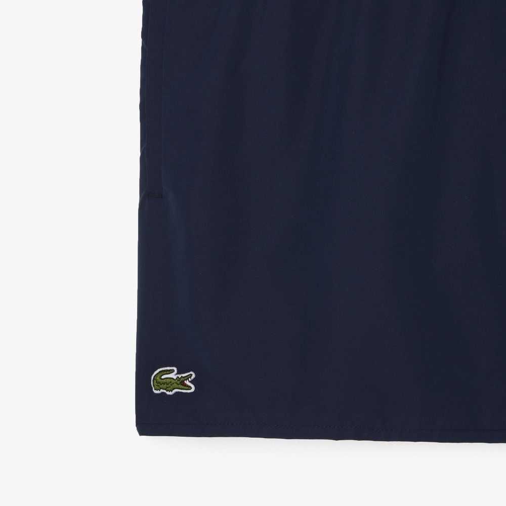 Navy Blue / Green Lacoste Light Quick-Dry Swim Shorts | OSCFBG-350