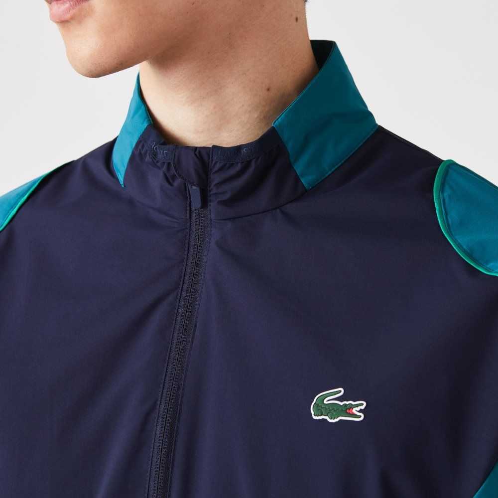 Navy Blue / Green Lacoste SPORT Packable Golf Jacket | GSVYXR-658