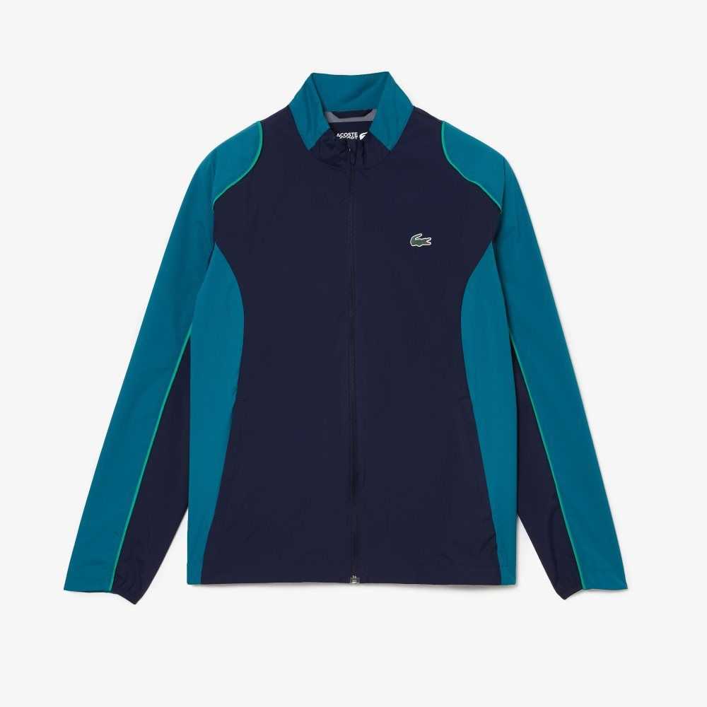 Navy Blue / Green Lacoste SPORT Packable Golf Jacket | GSVYXR-658