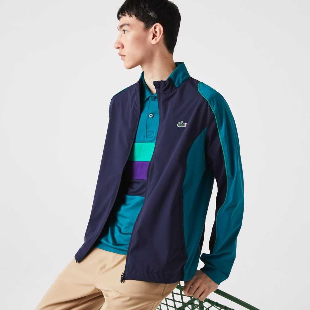 Navy Blue / Green Lacoste SPORT Packable Golf Jacket | GSVYXR-658