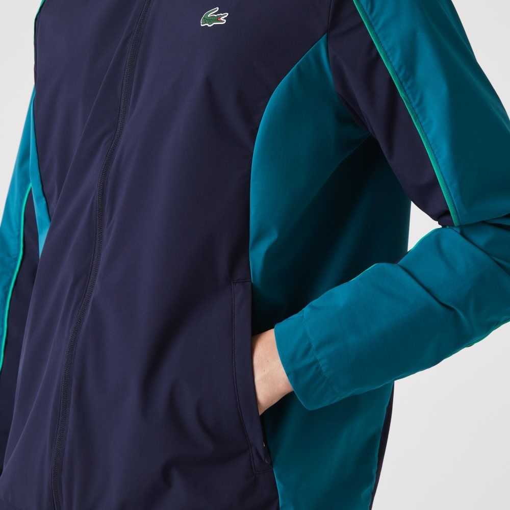 Navy Blue / Green Lacoste SPORT Packable Golf Jacket | GSVYXR-658