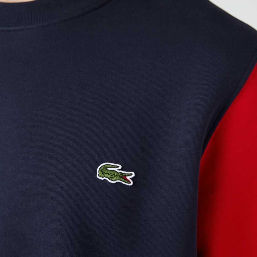 Navy Blue / Green / Red Lacoste Brushed Fleece Sweatshirt | BCSTXP-185