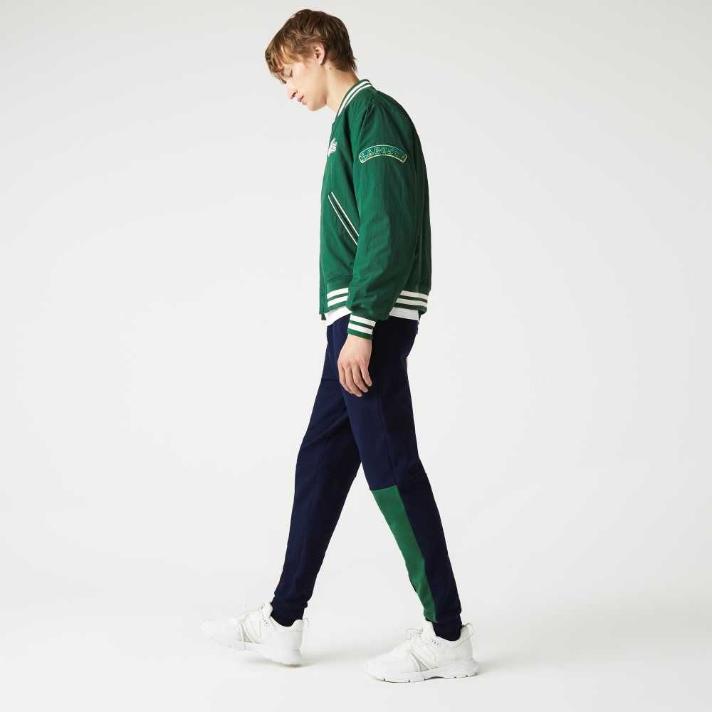 Navy Blue / Green / Red Lacoste Colorblock Cotton Fleece Blend Jogging Pants | KCOUXM-653