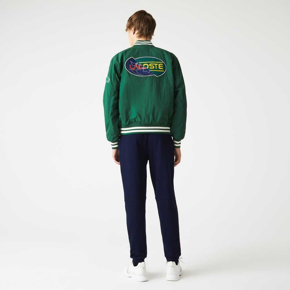 Navy Blue / Green / Red Lacoste Colorblock Cotton Fleece Blend Jogging Pants | KCOUXM-653