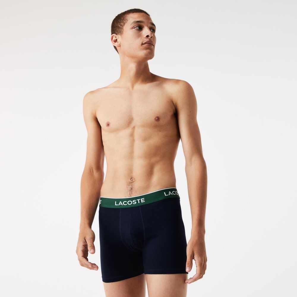 Navy Blue / Green / Red / Navy Blue Lacoste Long Cotton Boxer Brief 3-Pack | EPAVOS-074