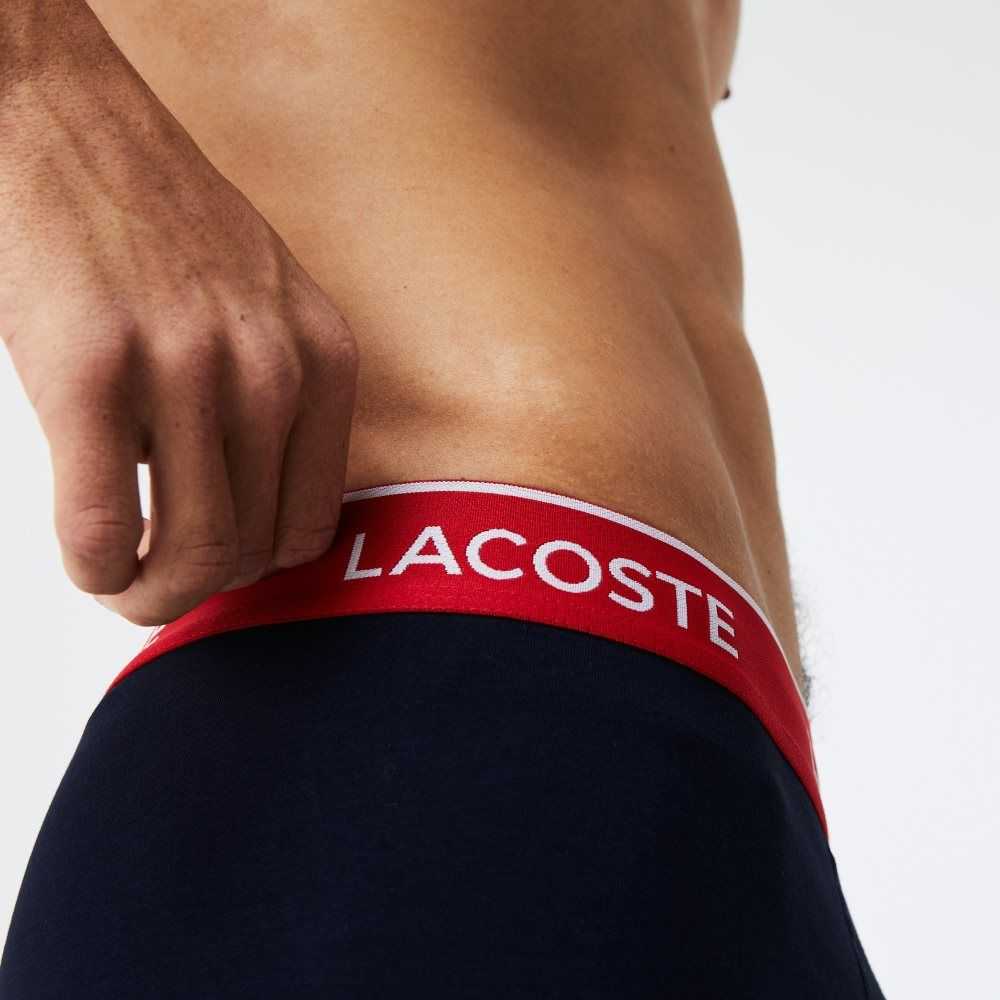 Navy Blue / Green / Red / Navy Blue Lacoste Long Cotton Boxer Brief 3-Pack | EPAVOS-074