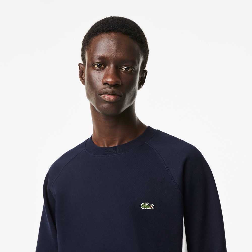 Navy Blue / Green / White Lacoste Brushed Fleece Colorblock Sweatshirt | JBDQOW-710