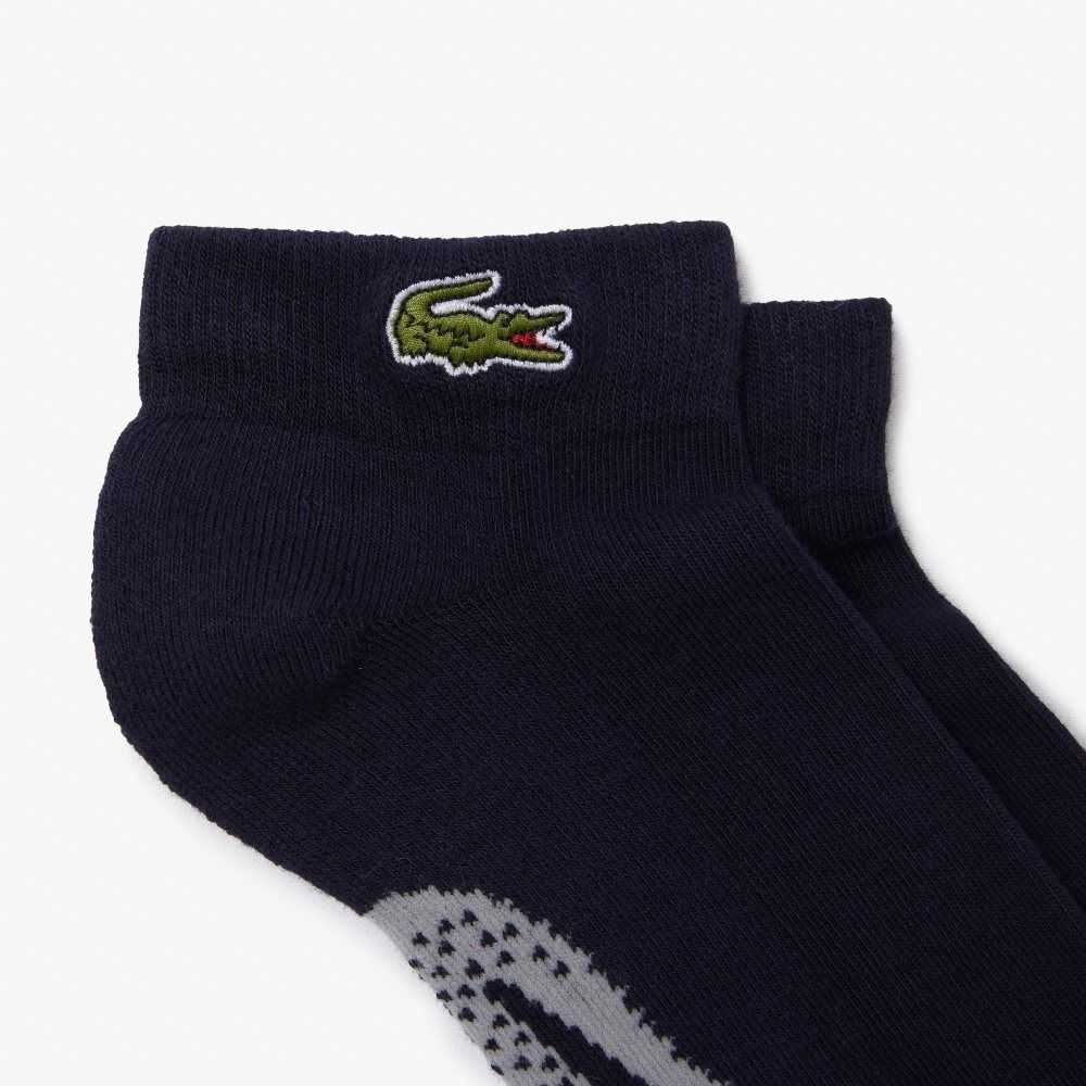 Navy Blue / Grey Chine Lacoste SPORT Stretch Cotton Low-Cut Socks | XAKVQL-537