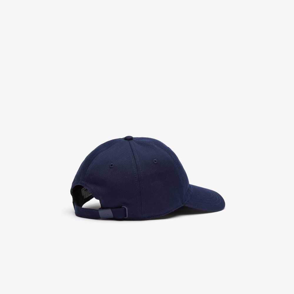 Navy Blue Lacoste Adjustable Organic Cotton Twill Cap | QOMTVR-853