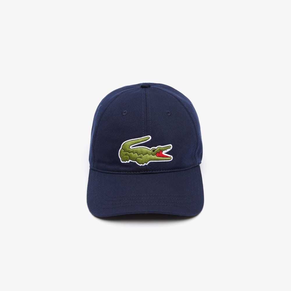 Navy Blue Lacoste Adjustable Organic Cotton Twill Cap | QOMTVR-853