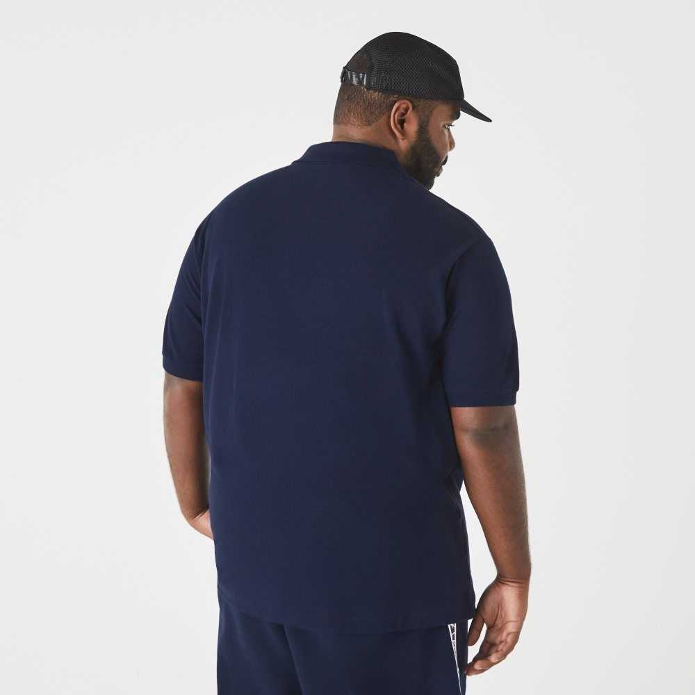 Navy Blue Lacoste Big Fit Cotton Petit Pique Polo | TBPGYR-840