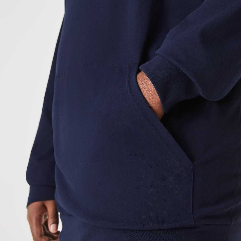 Navy Blue Lacoste Big Fit Hooded T-Shirt | WFKYGR-451