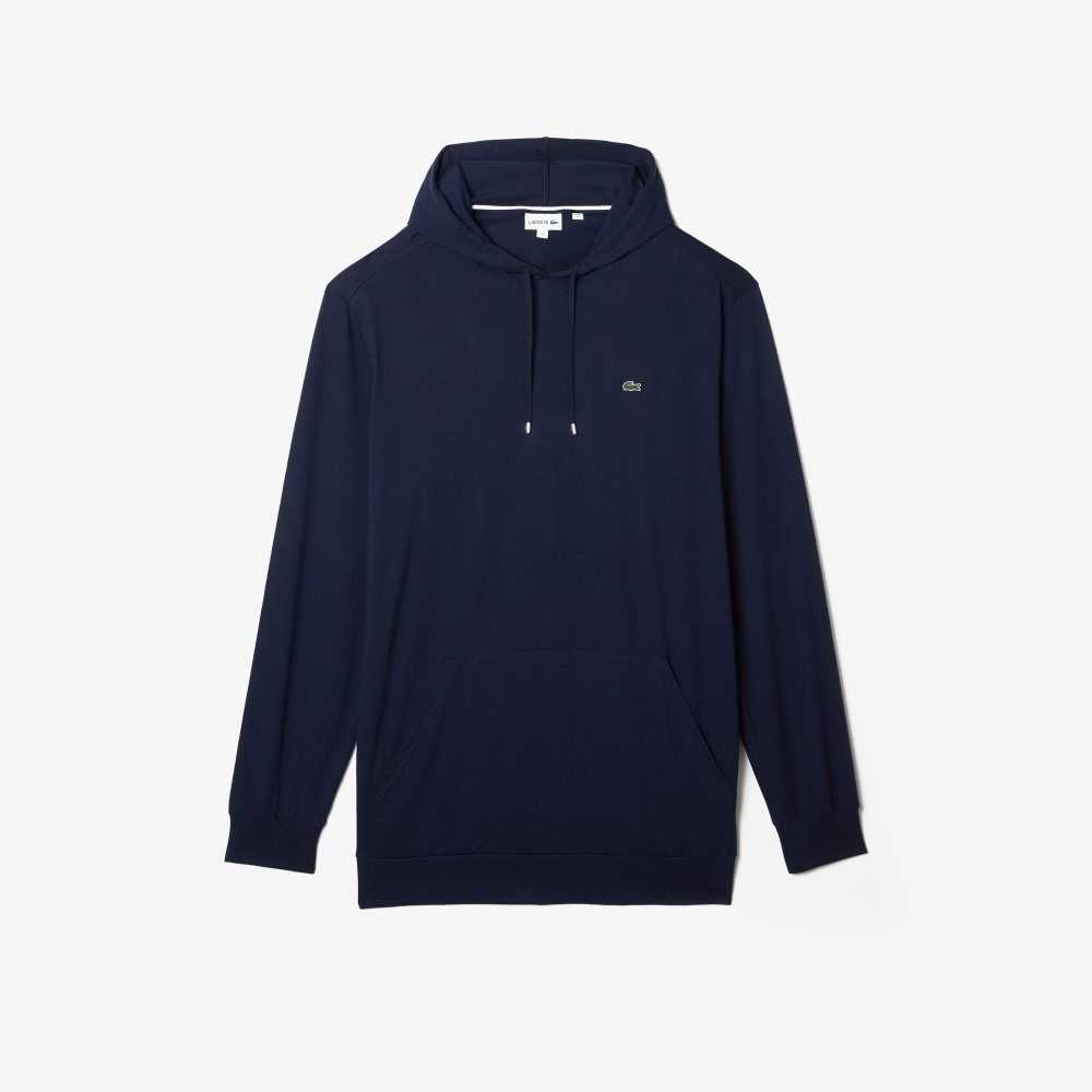 Navy Blue Lacoste Big Fit Hooded T-Shirt | WFKYGR-451