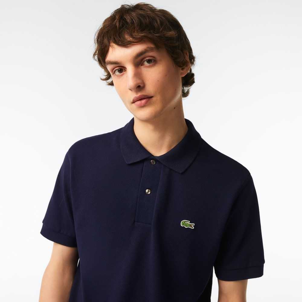 Navy Blue Lacoste Classic Fit Heavy Cotton Pique L.12.21 Polo | NPRTLZ-964