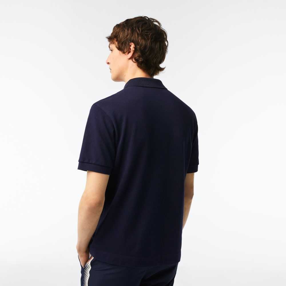 Navy Blue Lacoste Classic Fit Heavy Cotton Pique L.12.21 Polo | NPRTLZ-964