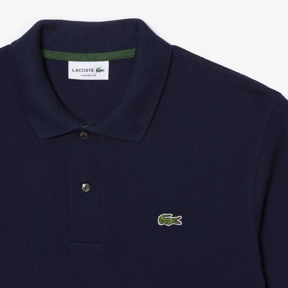 Navy Blue Lacoste Classic Fit Heavy Cotton Pique L.12.21 Polo | NPRTLZ-964