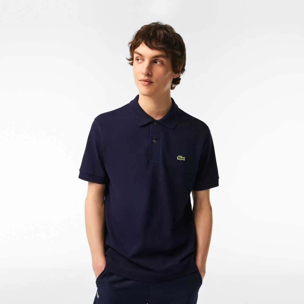 Navy Blue Lacoste Classic Fit Heavy Cotton Pique L.12.21 Polo | NPRTLZ-964