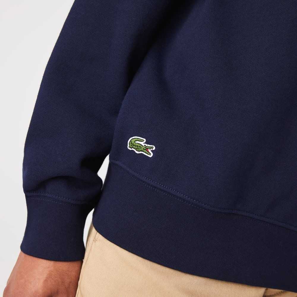 Navy Blue Lacoste Classic Fit Solid Hooded Sweatshirt | QRKYIT-973