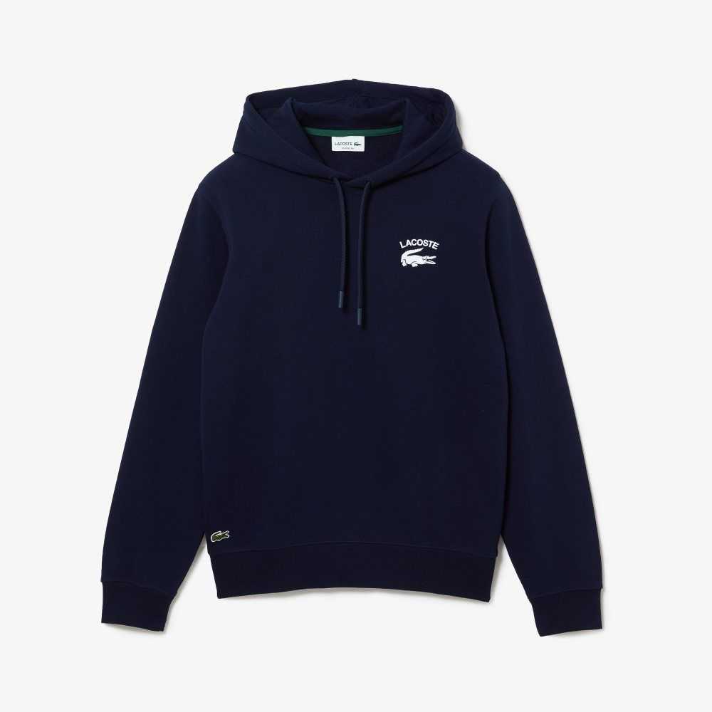 Navy Blue Lacoste Classic Fit Solid Hooded Sweatshirt | QRKYIT-973