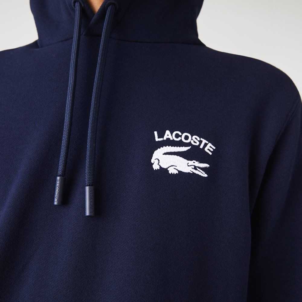 Navy Blue Lacoste Classic Fit Solid Hooded Sweatshirt | QRKYIT-973