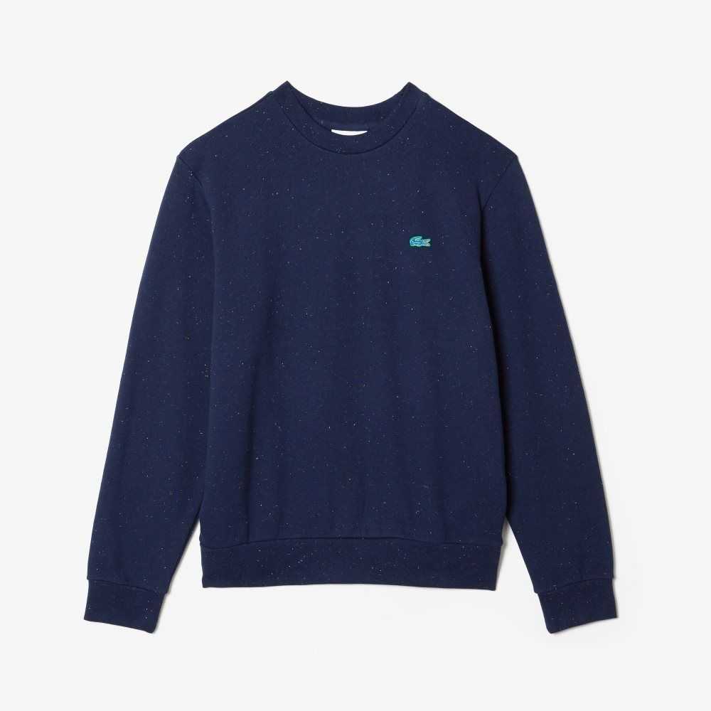 Navy Blue Lacoste Classic Fit Speckled Print Fleece Sweatshirt | PZXDHG-603