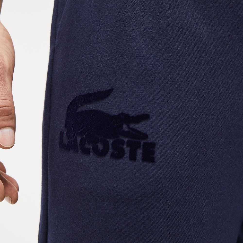 Navy Blue Lacoste Cotton Fleece Lounge Joggers | NYQUTC-835