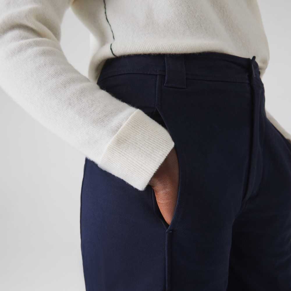 Navy Blue Lacoste Cotton Gabardine Pants | QEOUIW-239