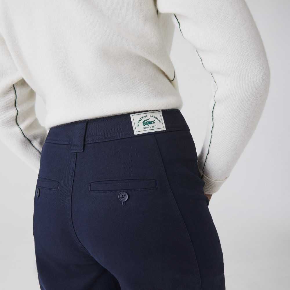 Navy Blue Lacoste Cotton Gabardine Pants | QEOUIW-239