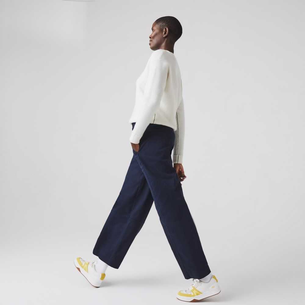 Navy Blue Lacoste Cotton Gabardine Pants | QEOUIW-239