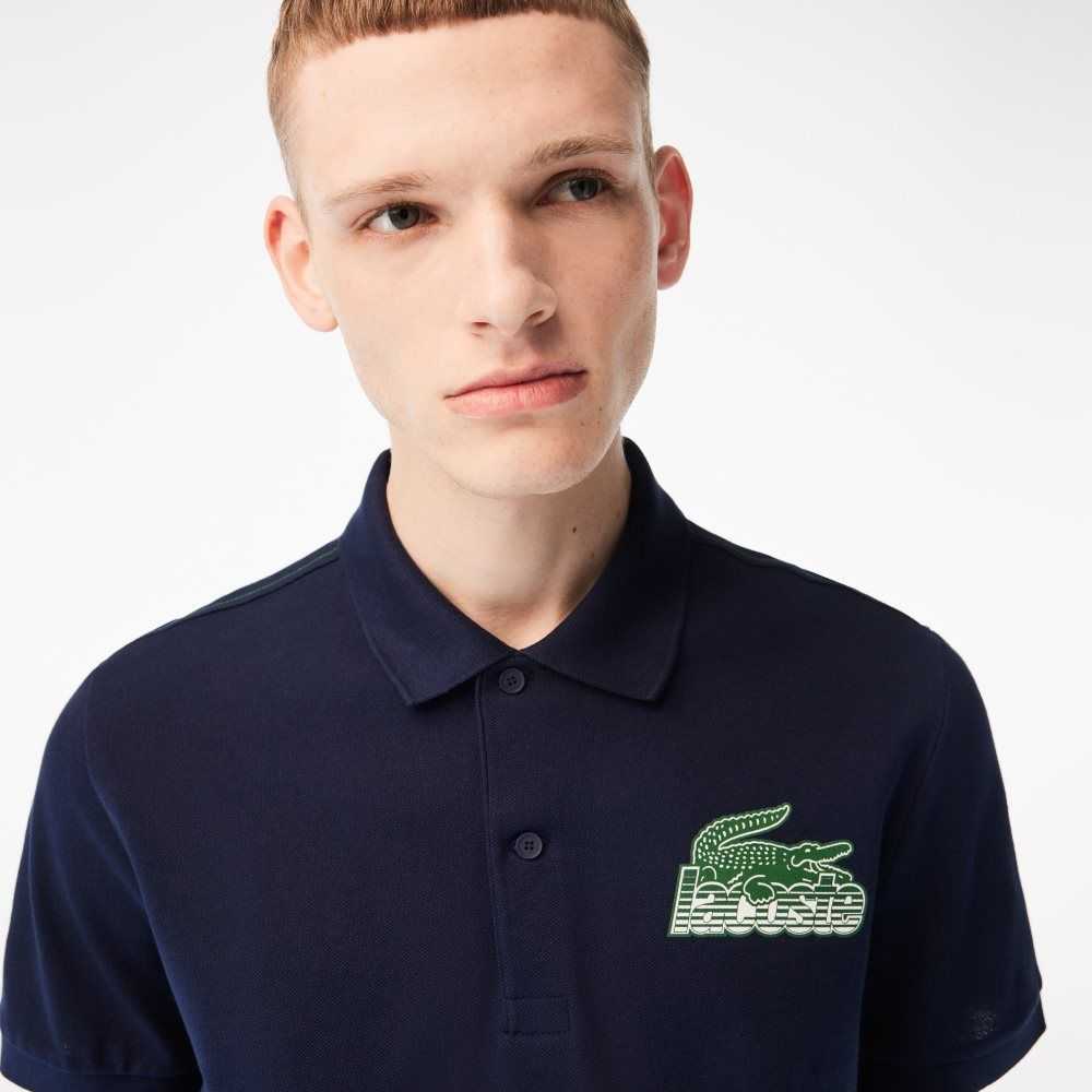 Navy Blue Lacoste Cotton Mini-Pique Polo | FWGUNV-517