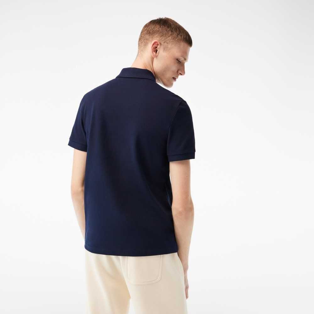 Navy Blue Lacoste Cotton Mini-Pique Polo | FWGUNV-517