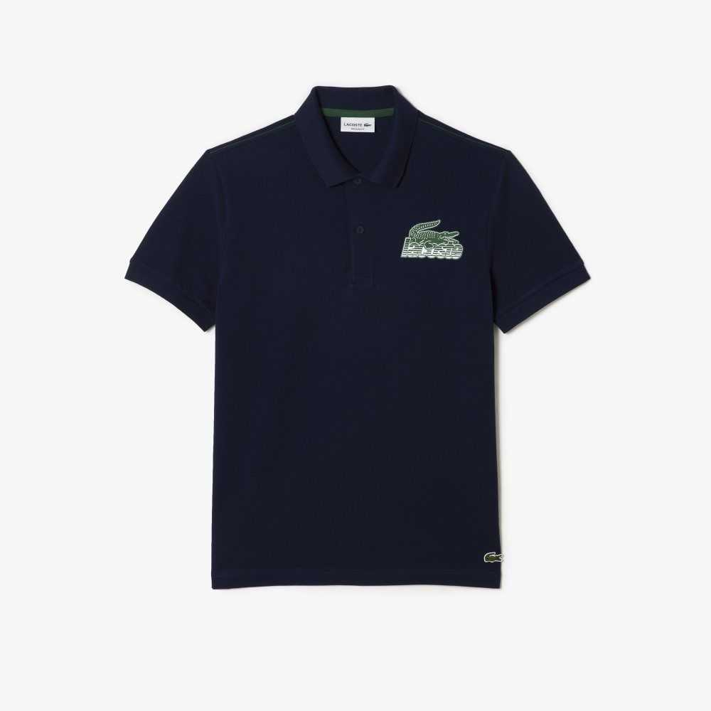 Navy Blue Lacoste Cotton Mini-Pique Polo | FWGUNV-517