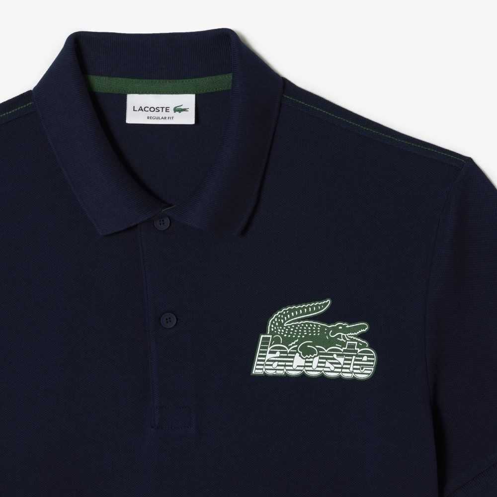 Navy Blue Lacoste Cotton Mini-Pique Polo | FWGUNV-517