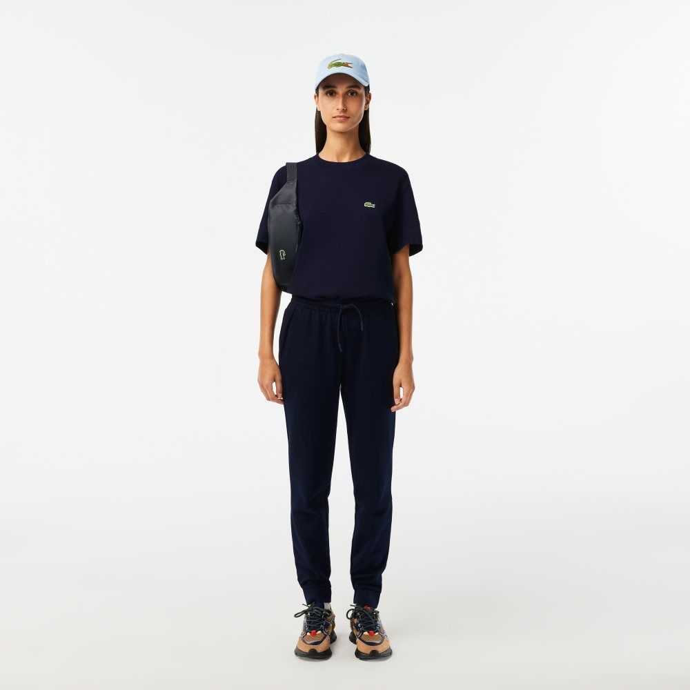 Navy Blue Lacoste Crew Neck Organic Cotton T-Shirt | XLGZNA-938