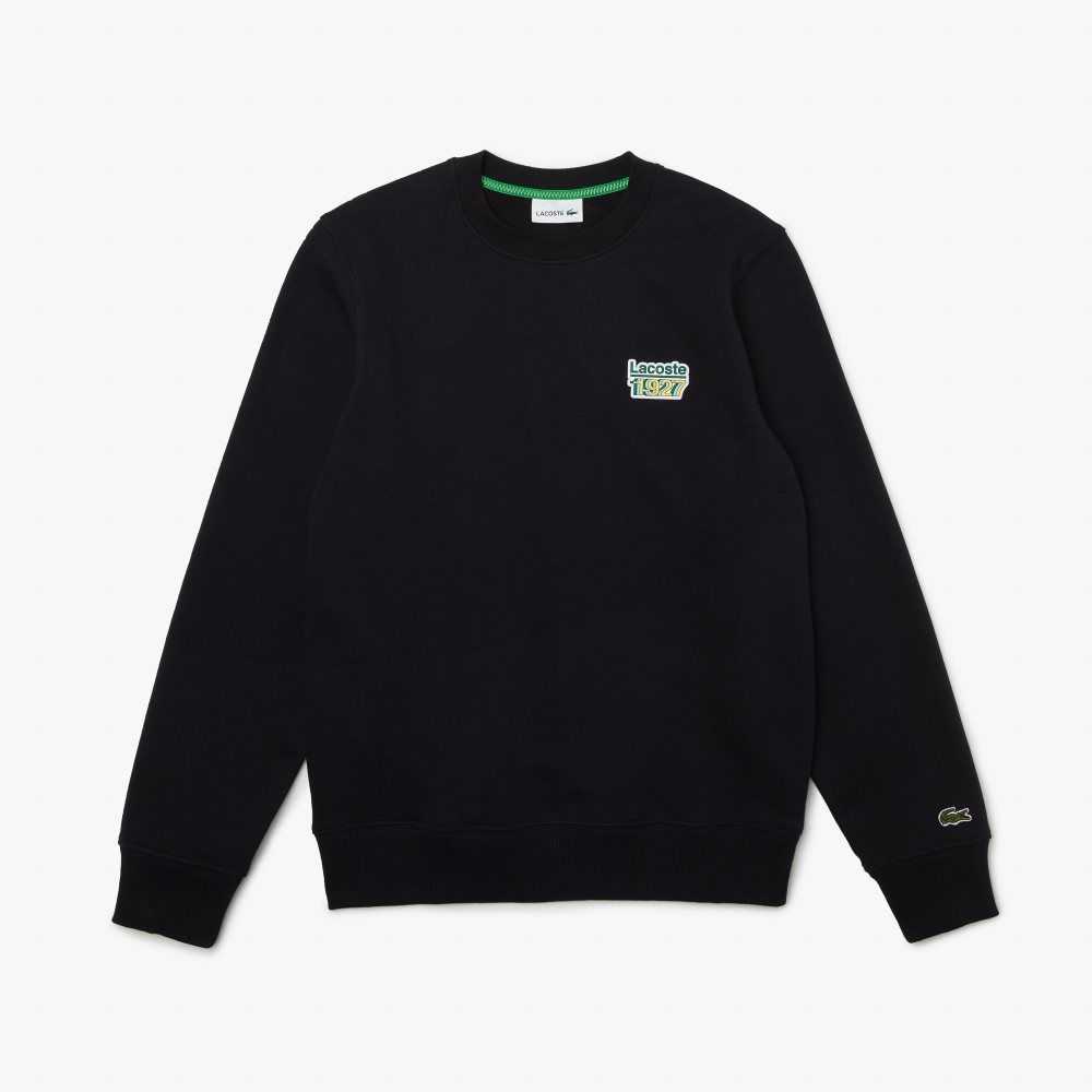 Navy Blue Lacoste Crew Neck Vintage Badge Fleece Sweatshirt | NCEWFM-163