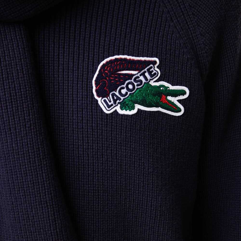 Navy Blue Lacoste Crocodile Sweater | XIWHUD-719