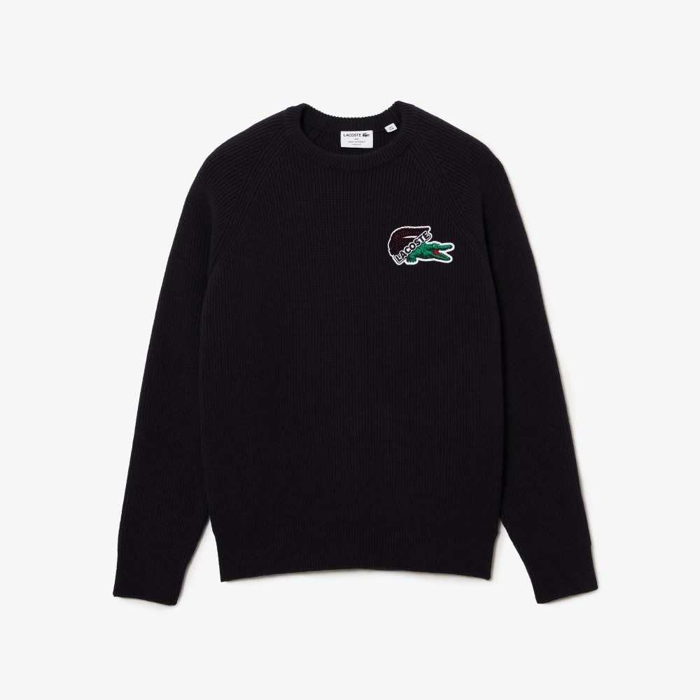 Navy Blue Lacoste Crocodile Sweater | XIWHUD-719