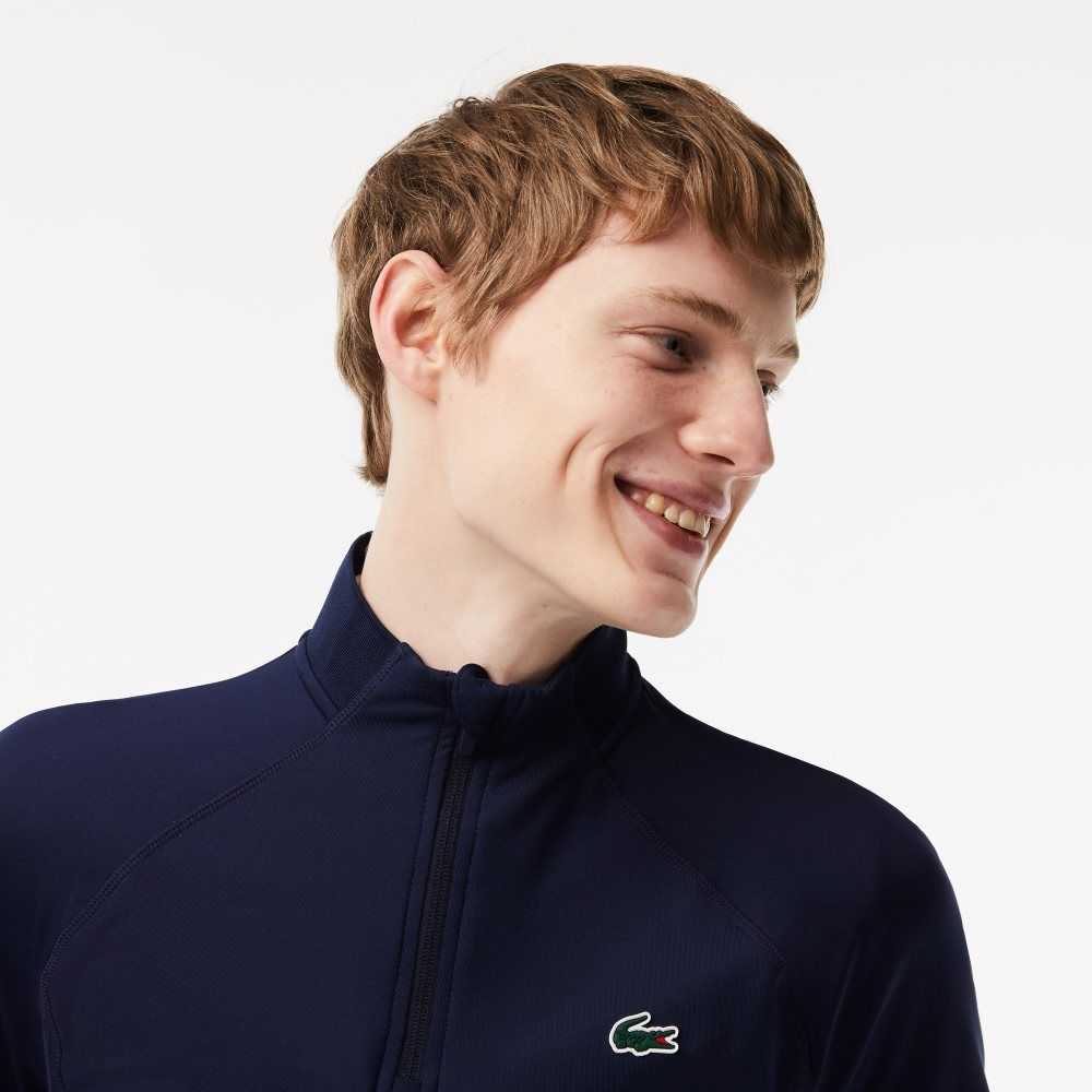 Navy Blue Lacoste Half Zip Golf Sweatshirt | THJFMO-952