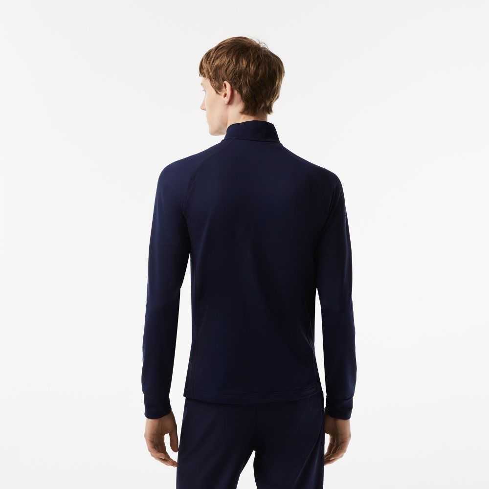 Navy Blue Lacoste Half Zip Golf Sweatshirt | THJFMO-952