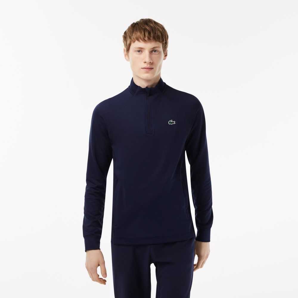 Navy Blue Lacoste Half Zip Golf Sweatshirt | THJFMO-952