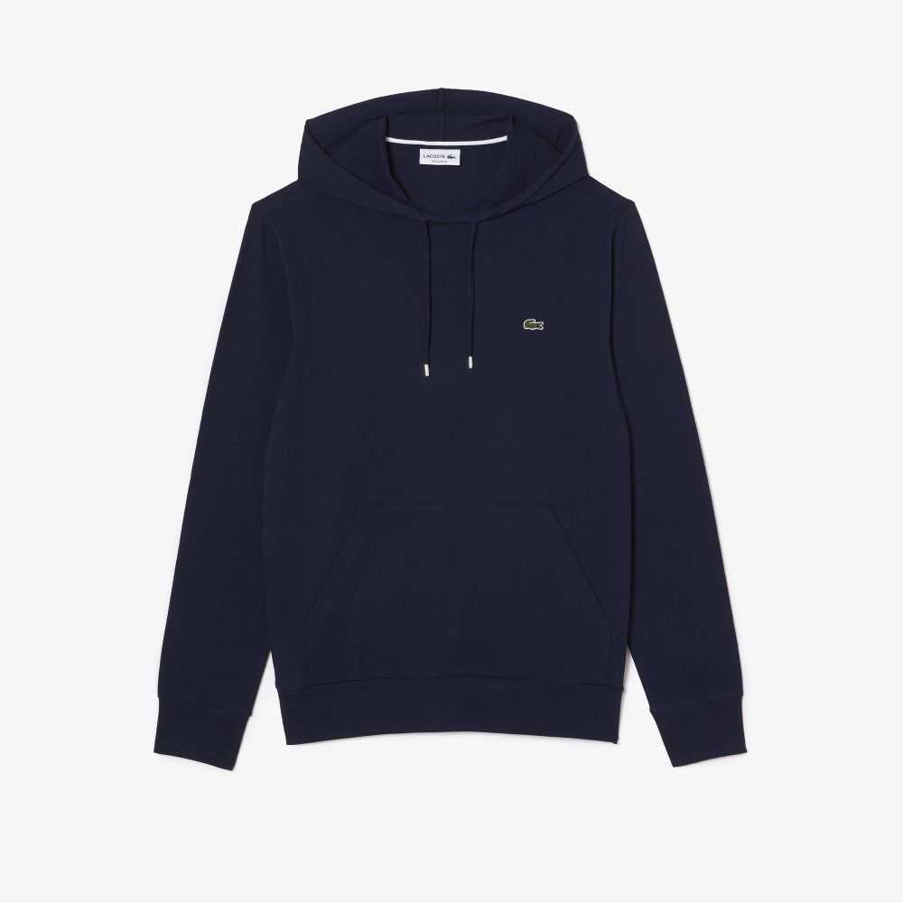 Navy Blue Lacoste Hooded Cotton Jersey Sweatshirt | LOXICU-260