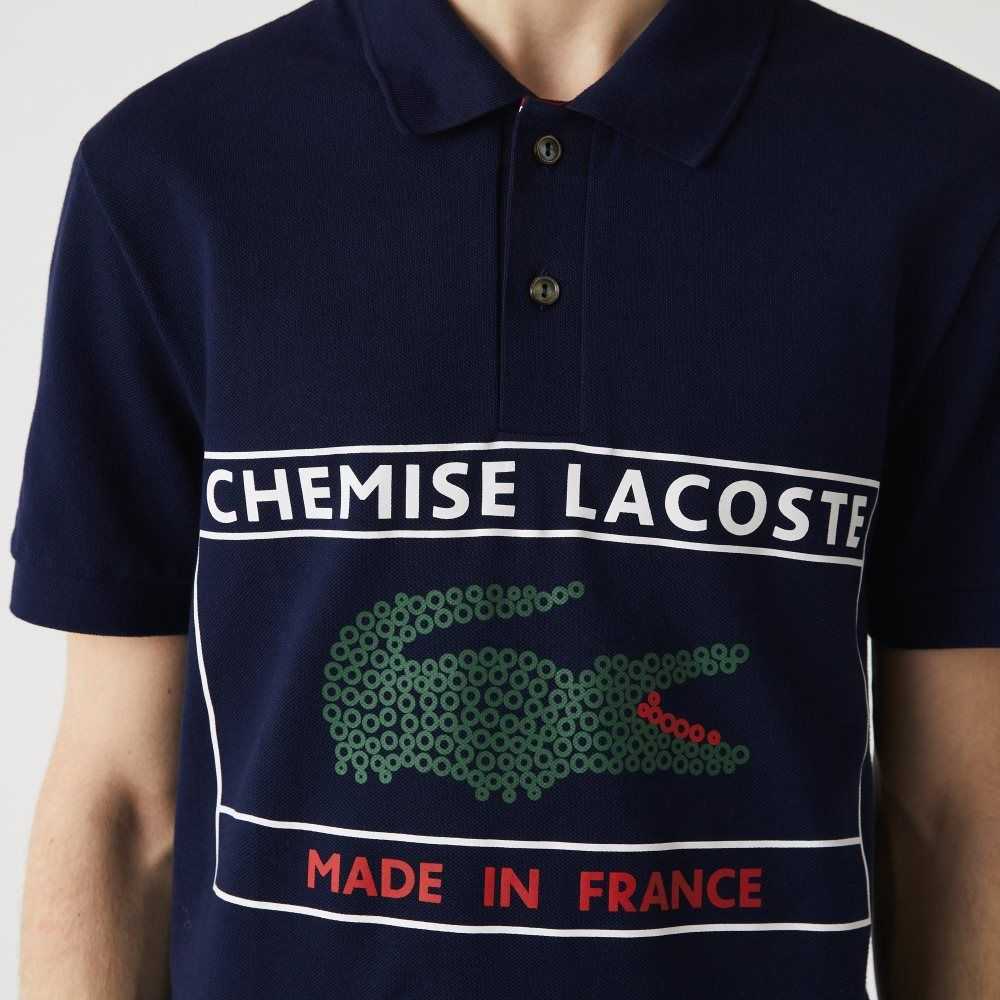 Navy Blue Lacoste Made in France Regular Fit Organic Cotton Polo | ZMRKSD-984