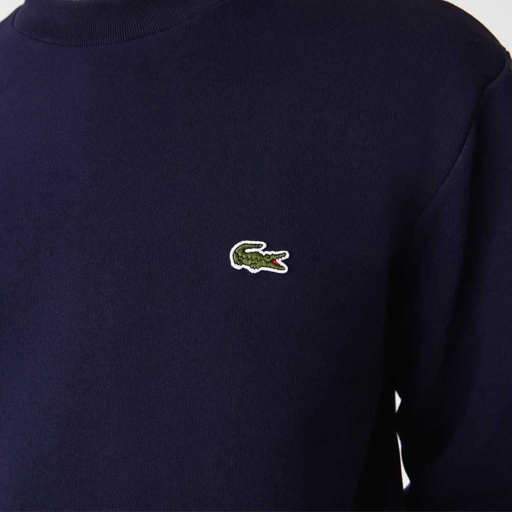 Navy Blue Lacoste Organic Brushed Cotton Sweatshirt | ABLSGC-194