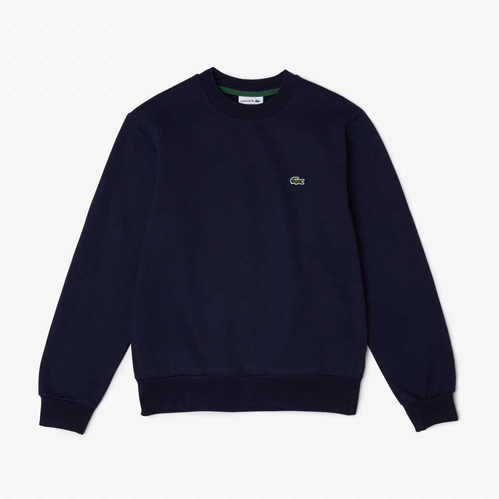 Navy Blue Lacoste Organic Brushed Cotton Sweatshirt | ABLSGC-194