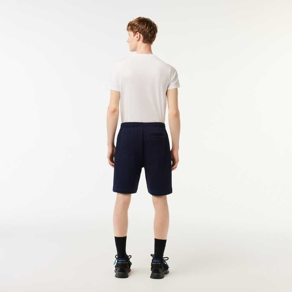 Navy Blue Lacoste Organic Brushed Cotton Fleece Shorts | HSMWIR-471