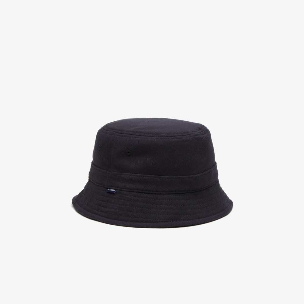 Navy Blue Lacoste Organic Cotton Bucket Hat | UTLBCO-681